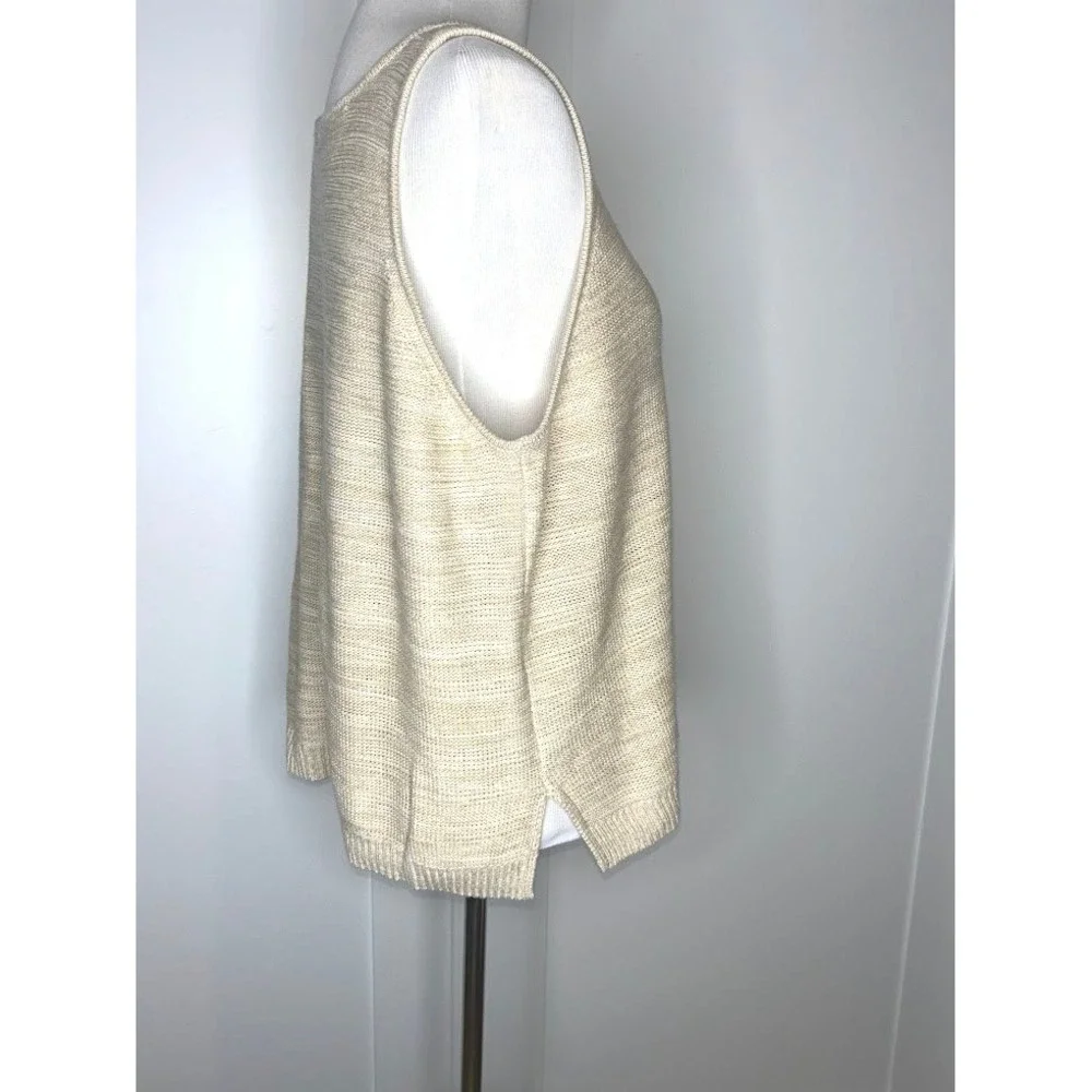 Gap Womens XL Beige Marl Cotton Knit V-Neck Sleeveless Sweater Vest Top